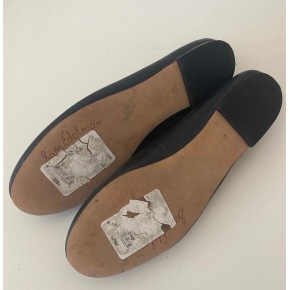 Sam Edelman Francis Ballet Flat Ballerina Black Round Toe Leather Scalloped 7.5 - Picture 8 of 8